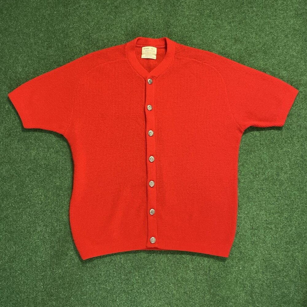 Vintage Women’s Sears Sportswear Ribbed-Knit Wool Sweat-shirt Large Red